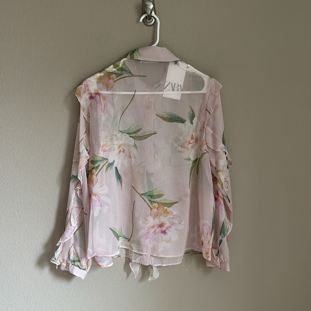 Zara floral print ruffle blouse - Picture 4 of 5